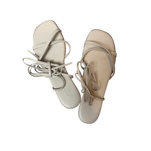 Quince 100% Leather Wrap Sandal - Cream